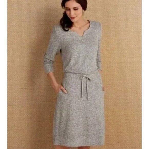 Soft Surroundings Dresses & Skirts - Soft Surroundings Easy Living Gray Long Sleeve Drawstring Fleece Sweater Size S